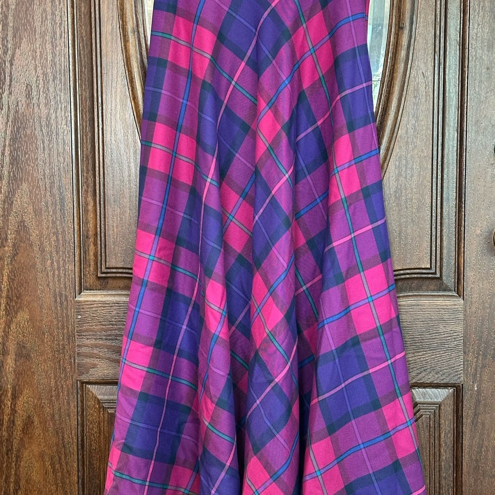 Vibrant Plaid A-Line Skirt in Purple and Pink